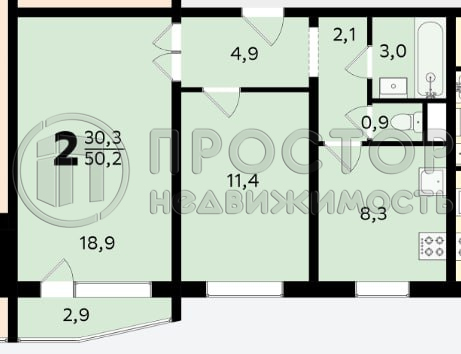 2-комнатная квартира, 51.2 м² - фото 60