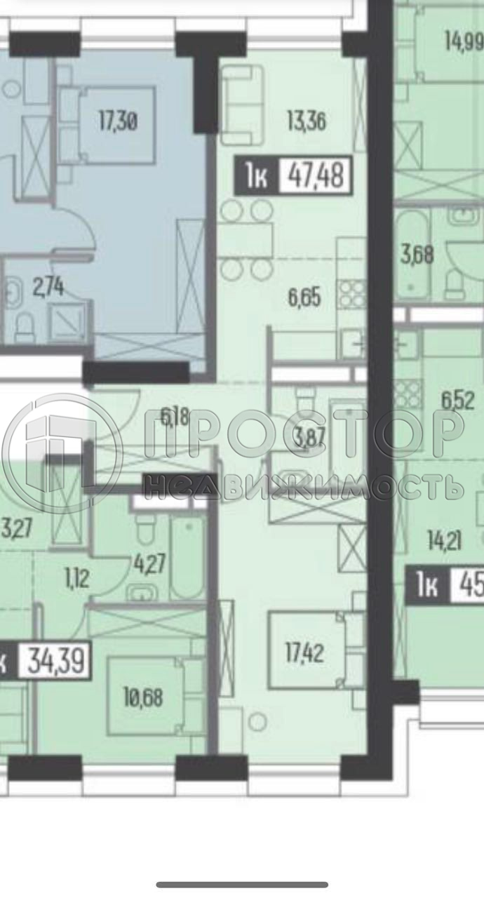 2-комнатная квартира, 48.1 м² - фото 108