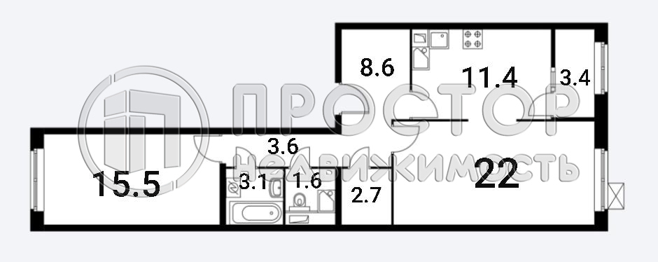 2-комнатная квартира, 71.9 м² - фото 33