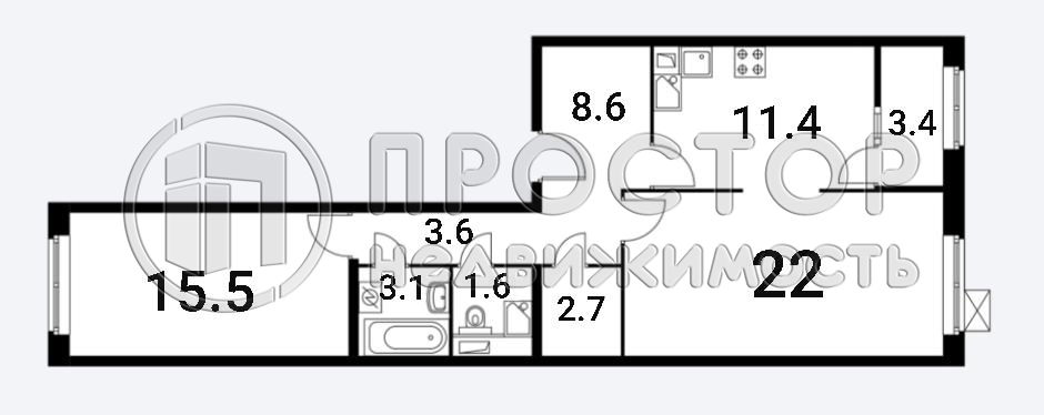 2-комнатная квартира, 71.9 м² - фото 17