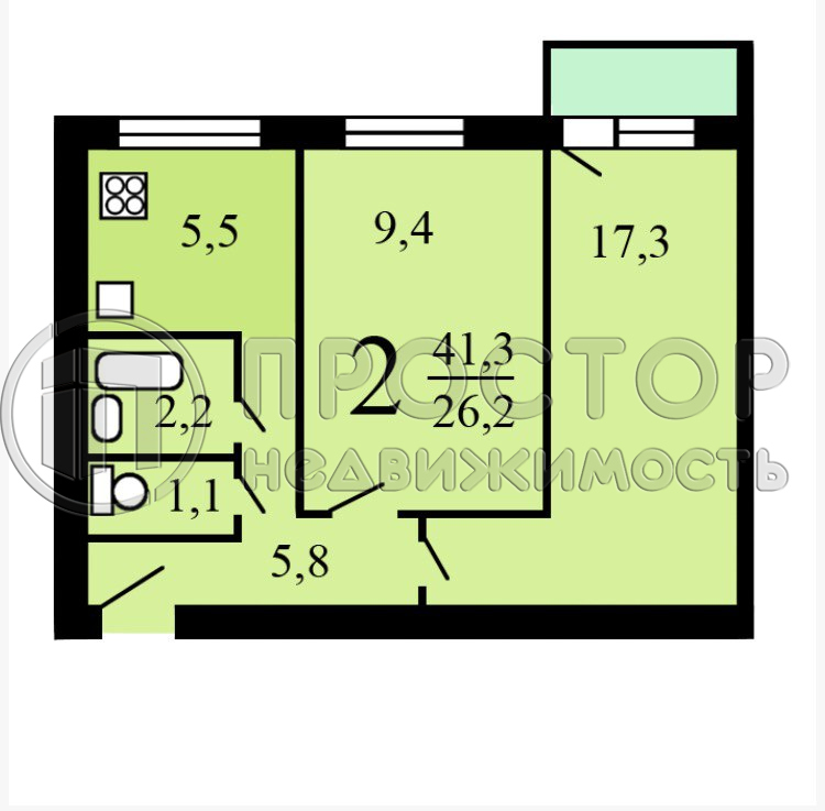 2-комнатная квартира, 43.2 м² - фото 47