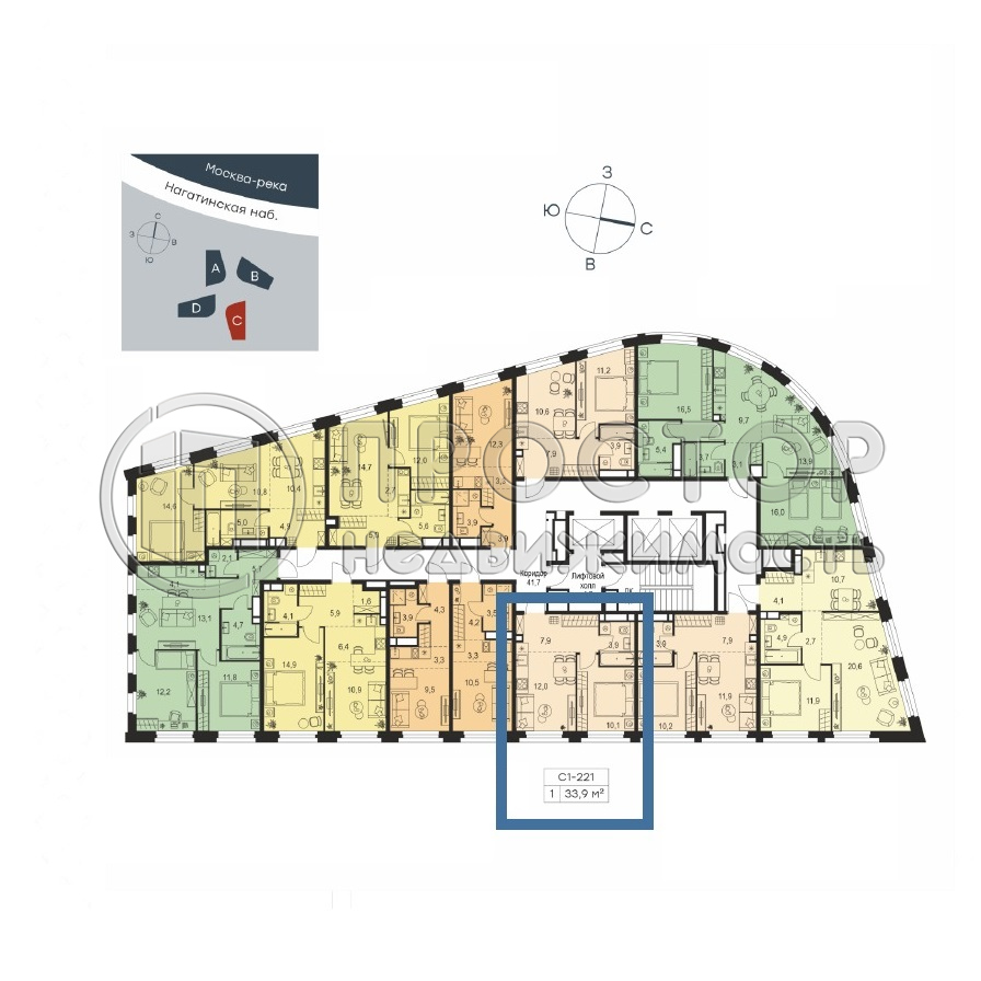 1-комнатная квартира, 33.9 м² - фото 18