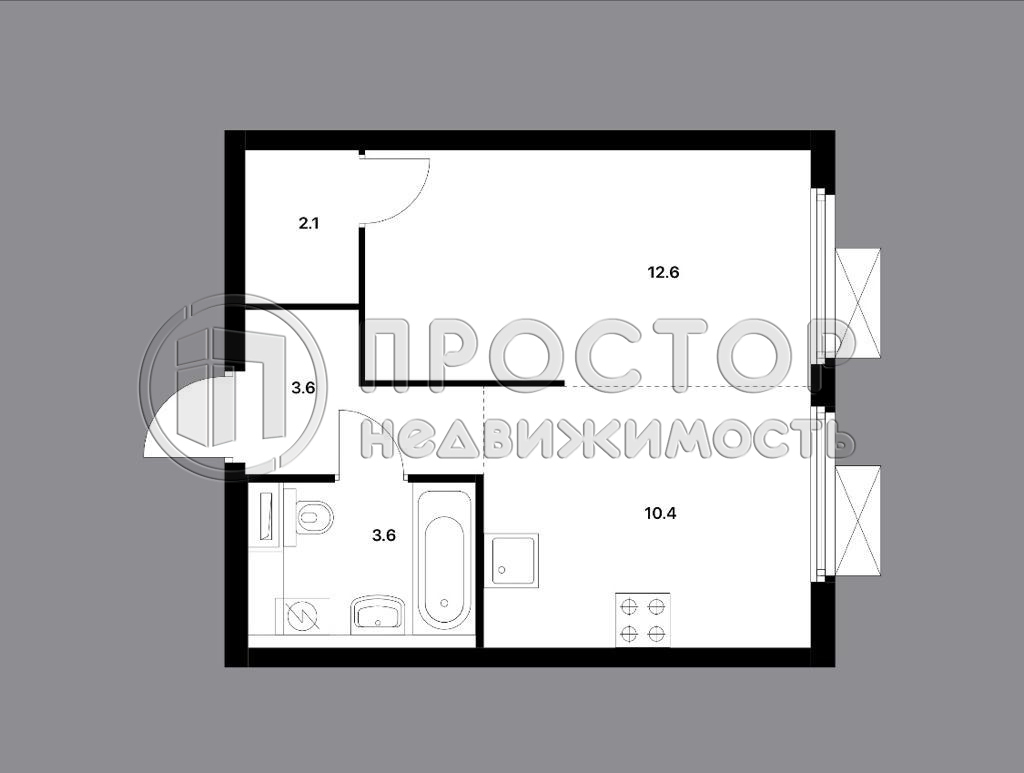 1-комнатная квартира, 32.3 м² - фото 17