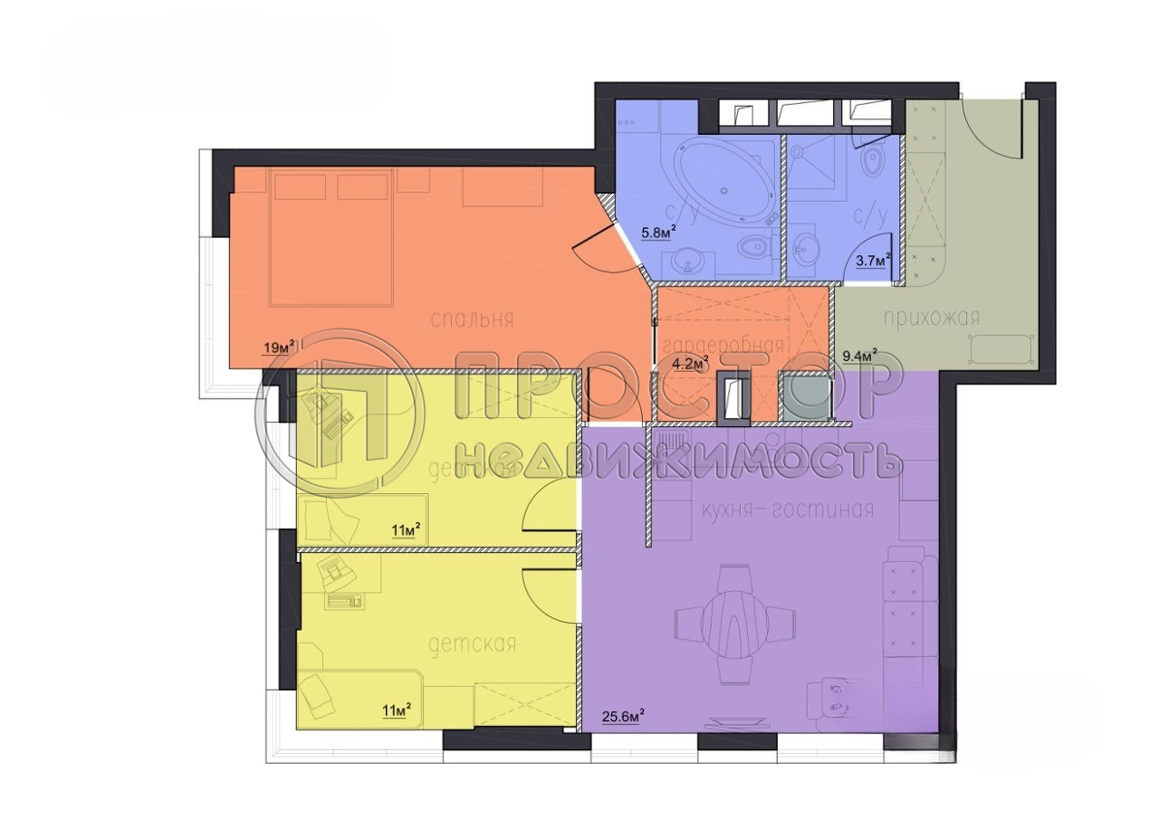 3-комнатная квартира, 90 м² - фото 16
