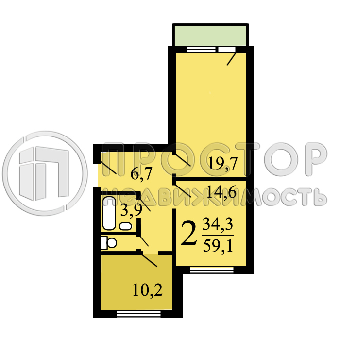 2-комнатная квартира, 59.2 м² - фото 29