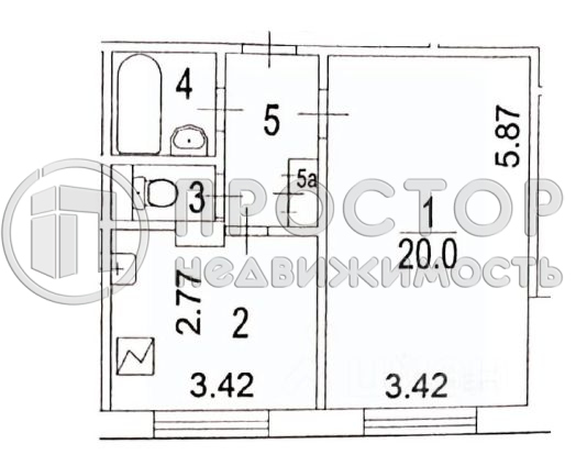 1-комнатная квартира, 37.9 м² - фото 16