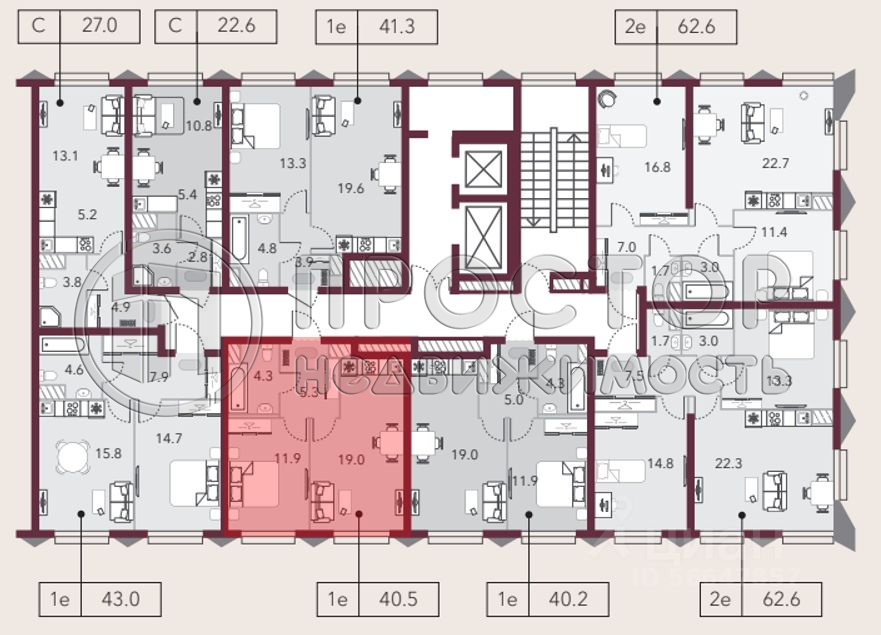 1-комнатная квартира, 40.5 м² - фото 13