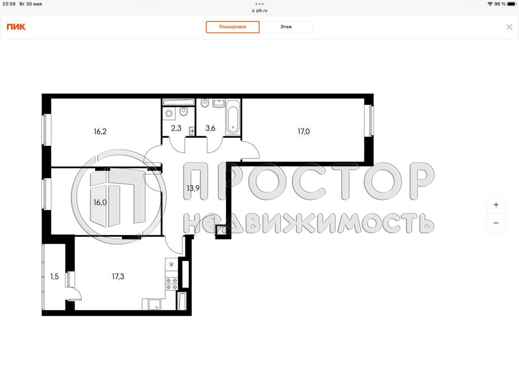 3-комнатная квартира, 87.3 м² - фото 12