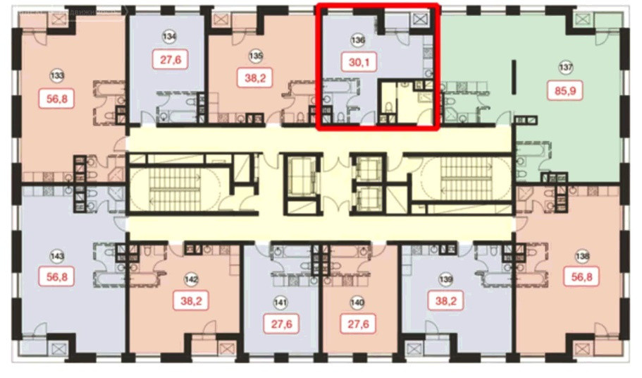 1-комнатная квартира, 30 м² - фото 16