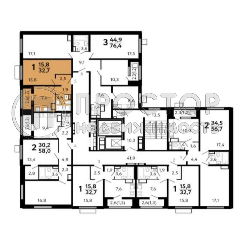 1-комнатная квартира, 32.7 м² - фото 11