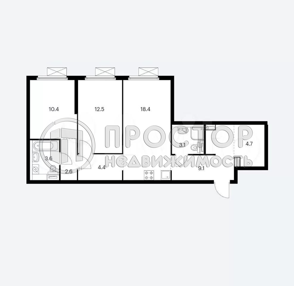 2-комнатная квартира, 68.8 м² - фото 7