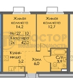 2-комнатная квартира, 42 м² - фото 74