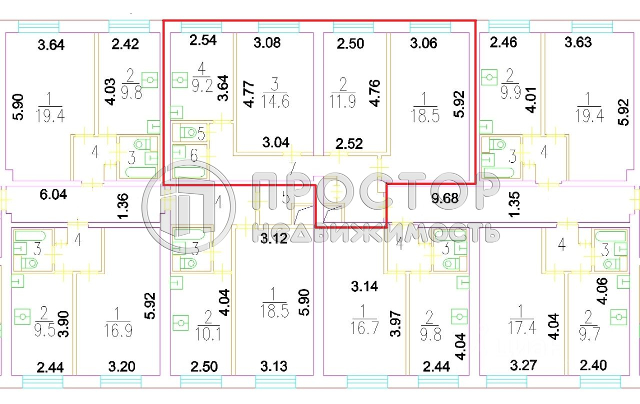 3-комнатная квартира, 68 м² - фото 43