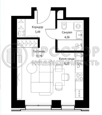 Студия, 28.8 м² - фото 28