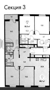 3-комнатная квартира, 84.5 м² - фото 28