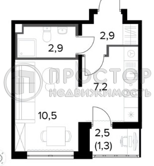 Студия, 24.8 м² - фото 20