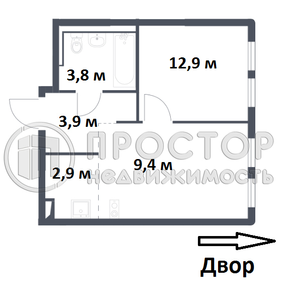 2-комнатная квартира, 32.88 м² - фото 16