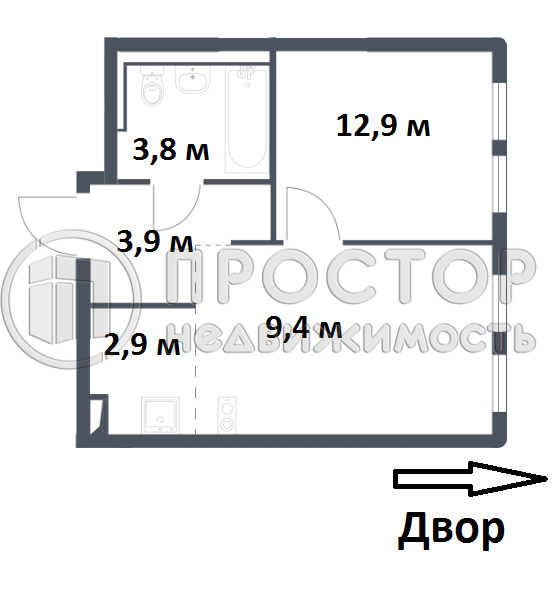 2-комнатная квартира, 32.88 м² - фото 24