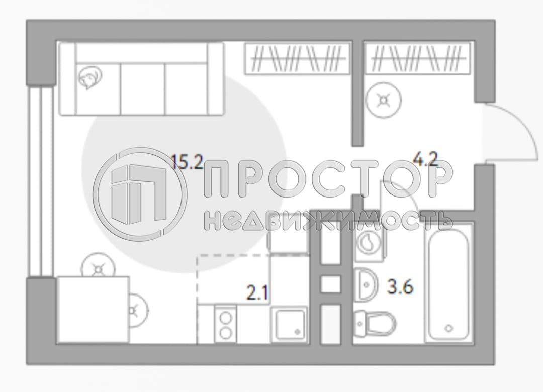 Студия, 28 м² - фото 23
