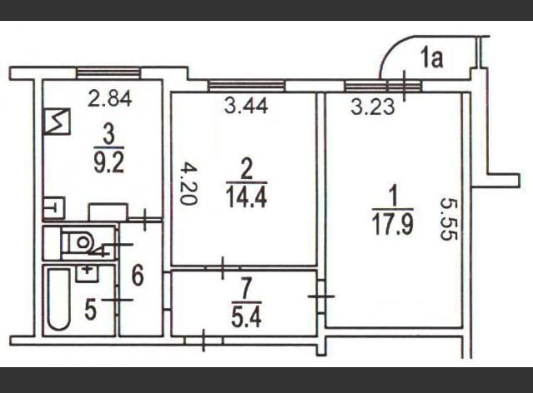 2-комнатная квартира, 54 м² - фото 19