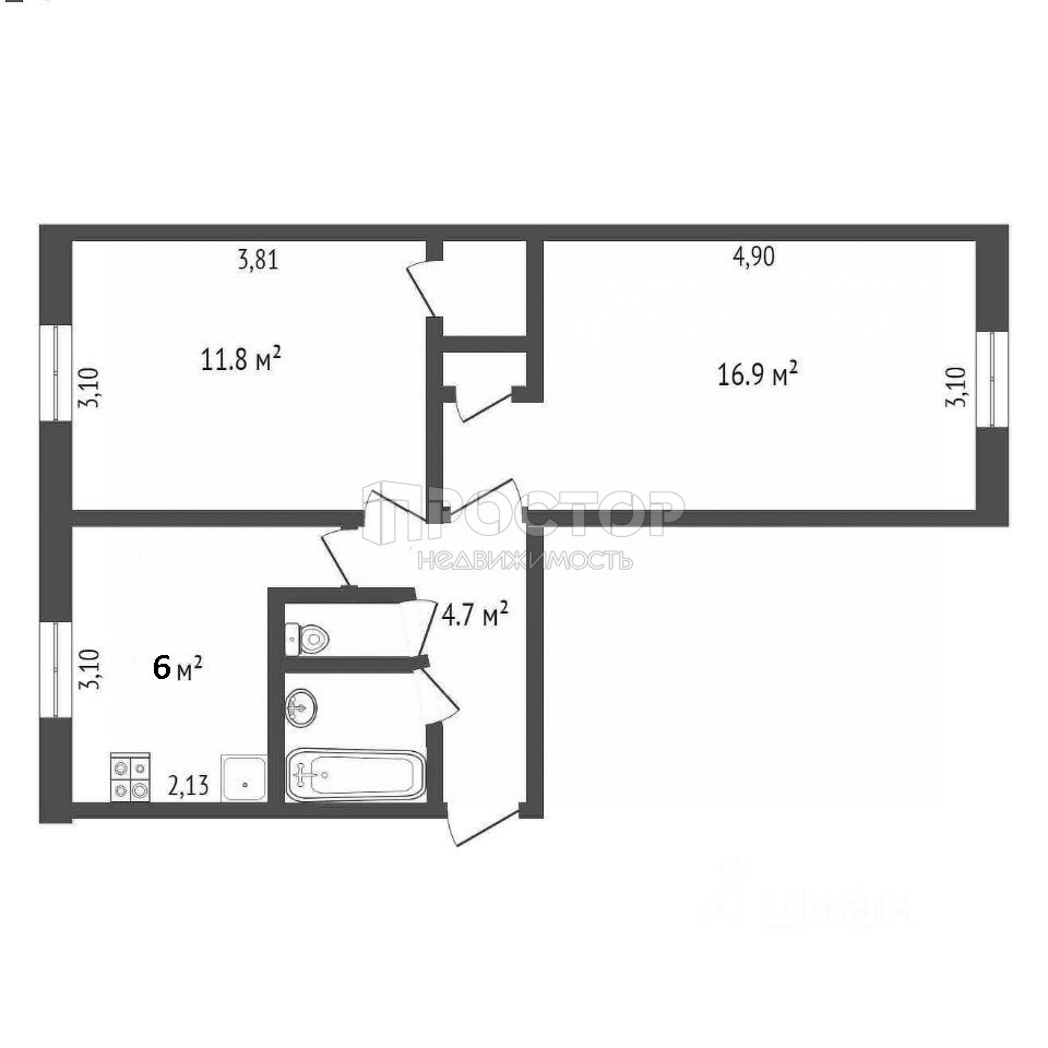 2-комнатная квартира, 45 м² - фото 8