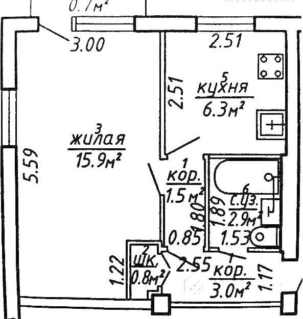 1-комнатная квартира, 31 м² - фото 2