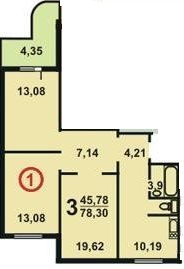 3-комнатная квартира, 77.3 м² - фото 20