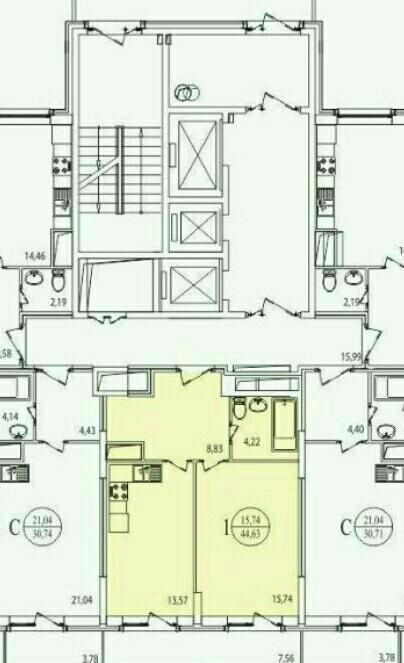 1-комнатная квартира, 46 м² - фото 3