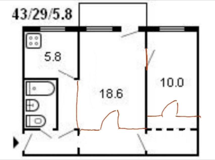 2-комнатная квартира, 43 м² - фото 12