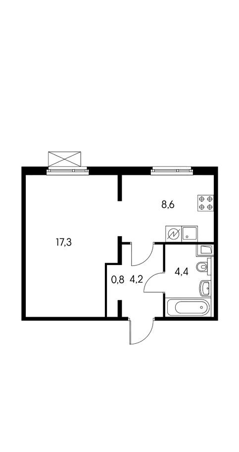 1-комнатная квартира, 35 м² - фото 11