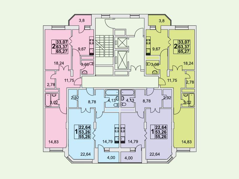 1-комнатная квартира, 52.7 м² - фото 16