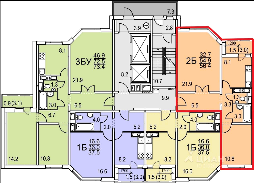 2-комнатная квартира, 55 м² - фото 8