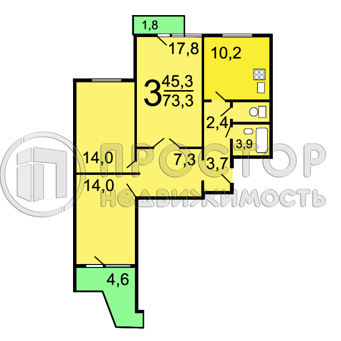 Комната, 12.03 м² - фото 35