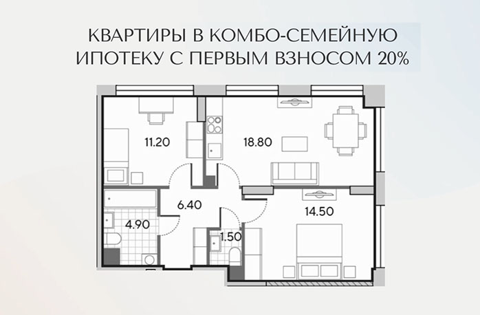 4 квартиры бизнес-класса с ремонтом в комбо-семейную ипотеку