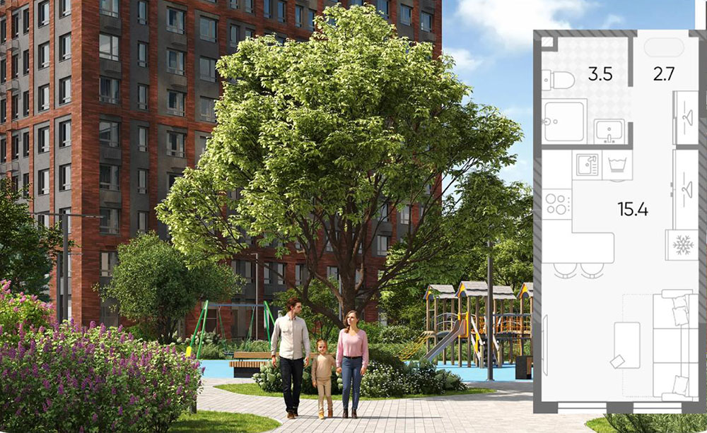 Своя квартира в 10 минутах пешком от метро за 40 000 ₽ в месяц