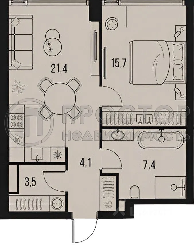 2-комнатная квартира, 52.1 м² - фото 7