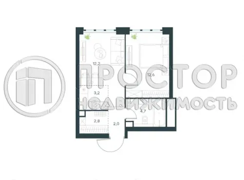 2-комнатная квартира, 37.5 м² - фото 5