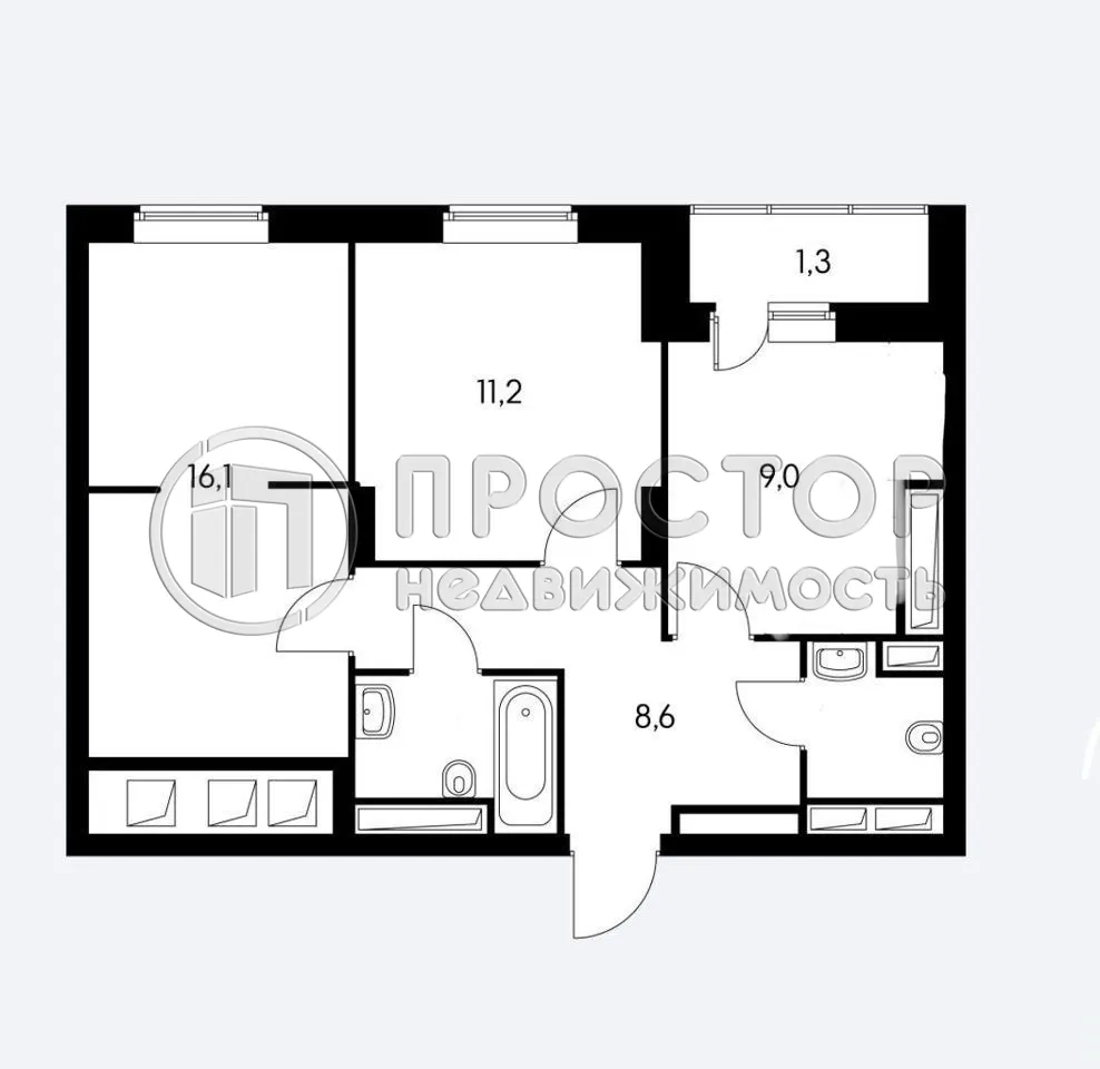2-комнатная квартира, 52 м² - фото 22