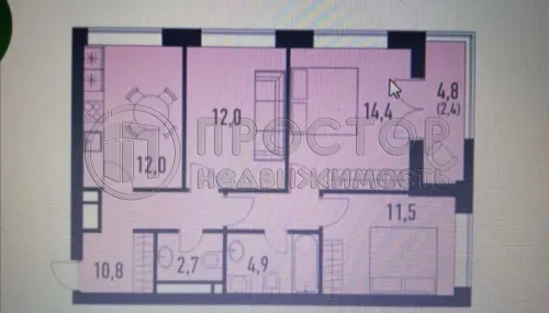 3-комнатная квартира, 70.3 м² - фото 4