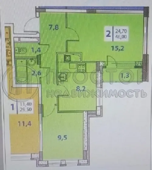 2-комнатная квартира, 46 м² - фото 12