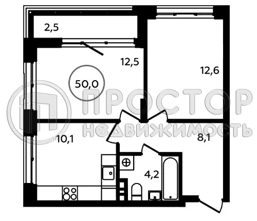 2-комнатная квартира, 50 м² - фото 13