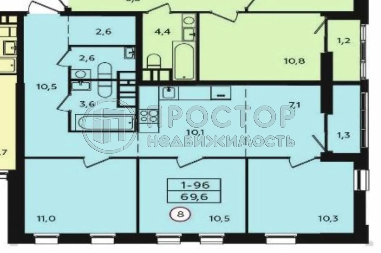 4-комнатная квартира, 69.6 м² - фото 4