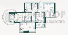 3-комнатная квартира, 87.7 м² - фото 5
