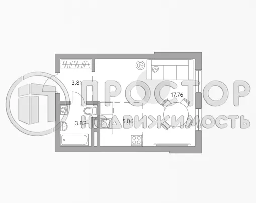 Студия, 30 м² - фото 2