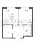 1-комнатная квартира, 35.99 м² - фото 39