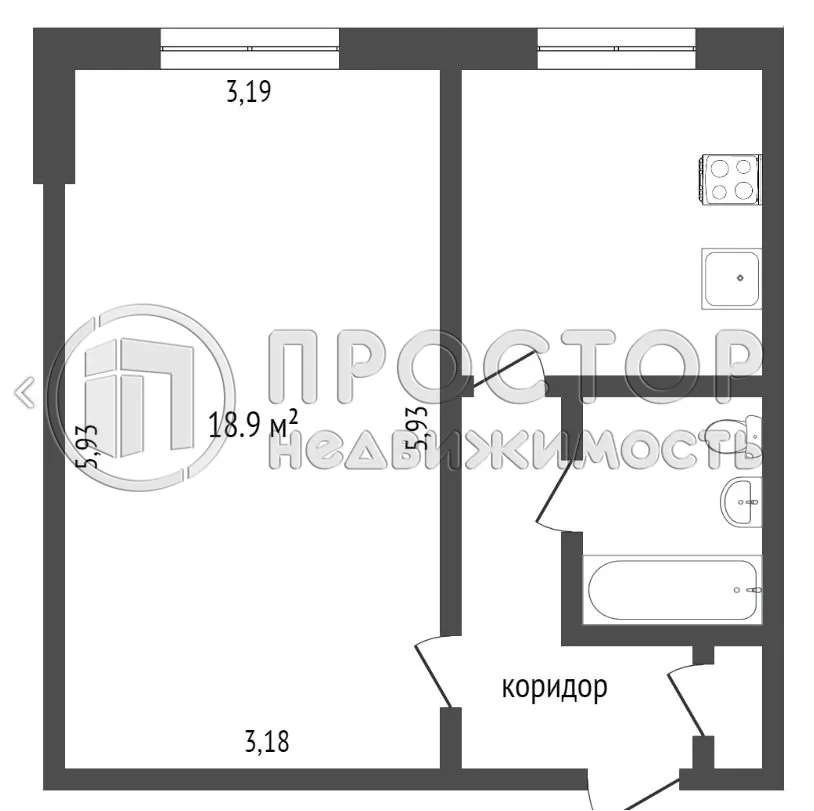 1-комнатная квартира, 33.4 м² - фото 15