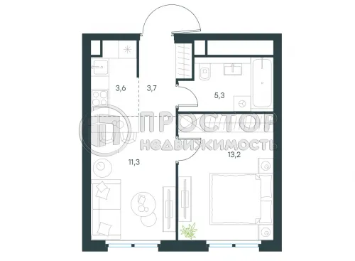 2-комнатная квартира, 37.1 м² - фото 8