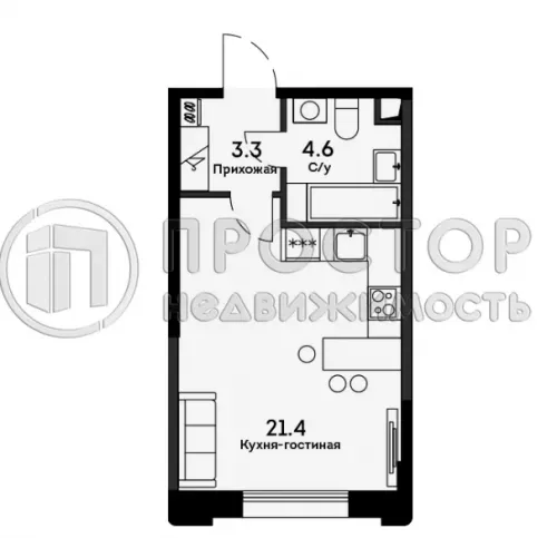 Студия, 29.7 м² - фото 5