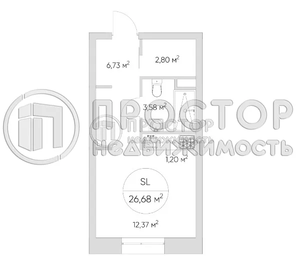 Студия, 25 м² - фото 11