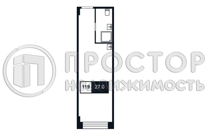 Студия, 27 м² - фото 2
